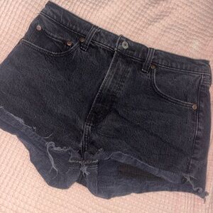 Abercrombie & Fitch Distressed Black Denim Cut-offs
